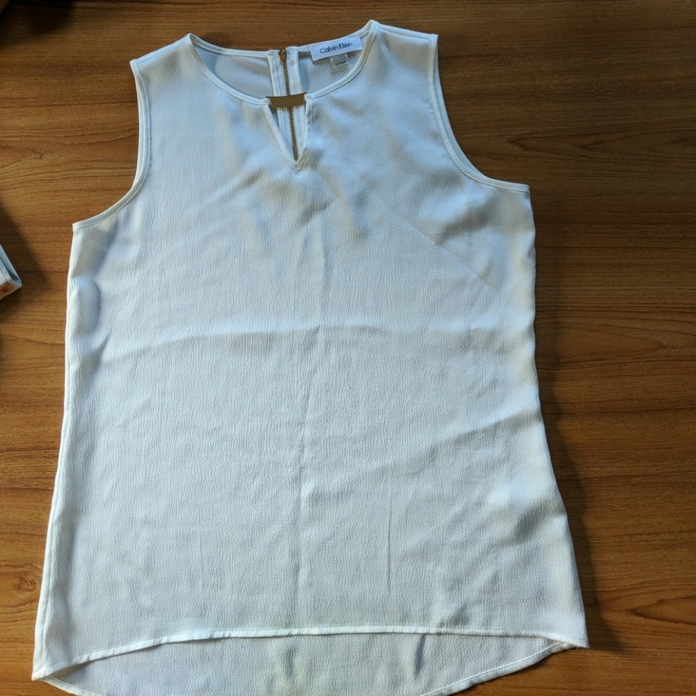 Calvin Klein High/Low Tank Top Off White Size S